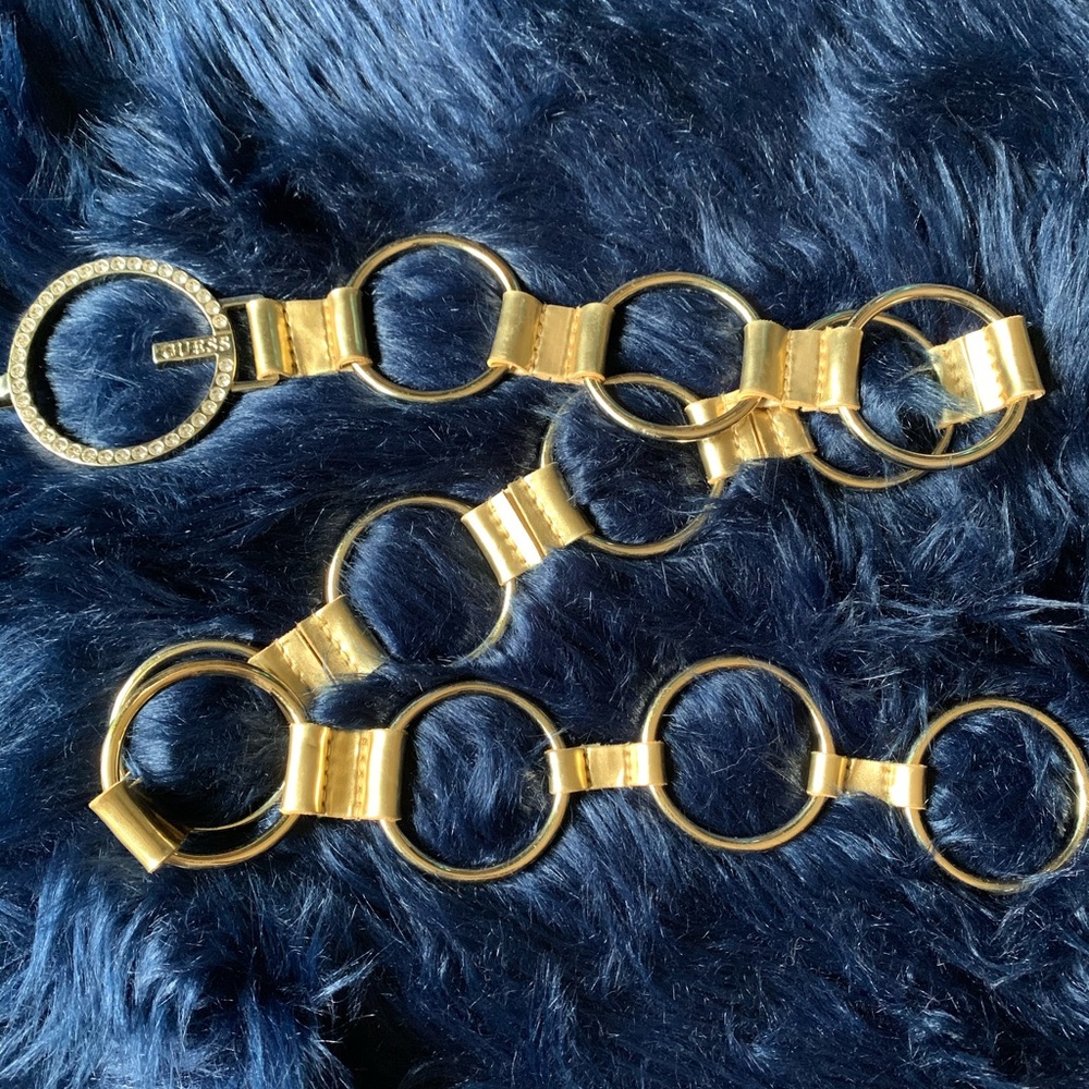 Guess Gold Loop Belt w/ Bling Buckle